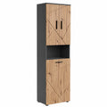 Armario Alto Vicco Irma Antracita y Roble, 50x172 cm, 3 Puertas y Cesta de Ropa para Clasificar Prendas