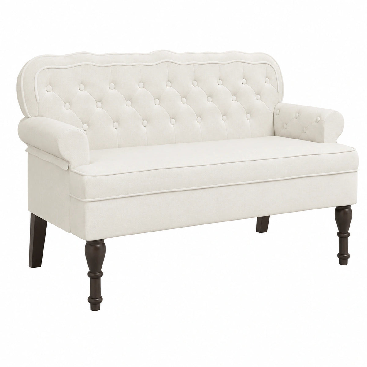 Banco de Terciopelo Crema con Respaldo 119,5x64,5x75 cm