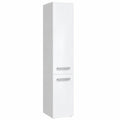 Columna de Baño Estrecha con Cesto de Ropa, Armario Alto Multifuncional Blanco Brillo, 30x31x174 cm