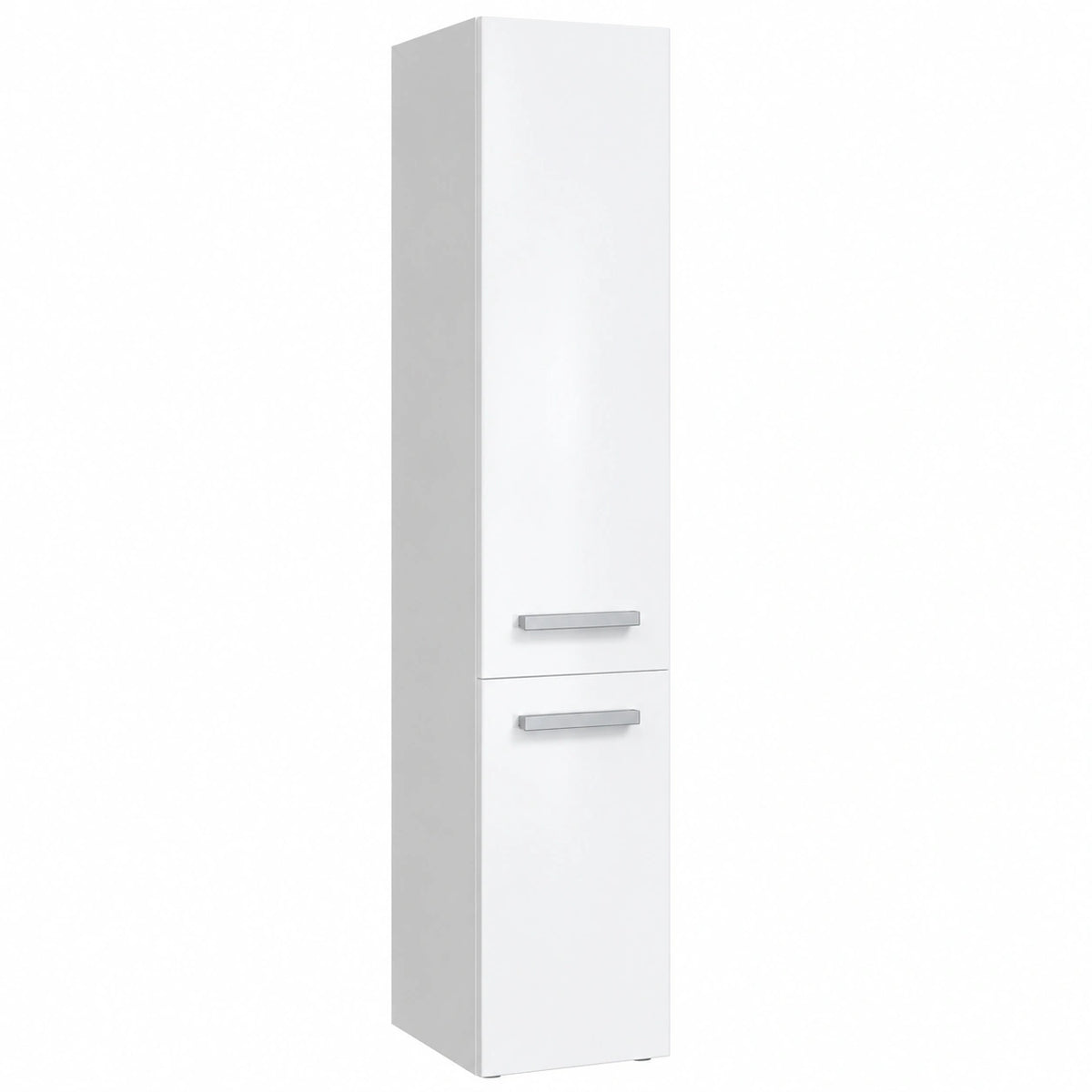 Columna de Baño Estrecha con Cesto de Ropa, Armario Alto Multifuncional Blanco Brillo, 30x31x174 cm