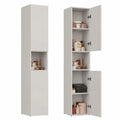 Columna de Baño y Lavandería Beige, Armario Alto para Espacios Reducidos, 30x31x174 cm
