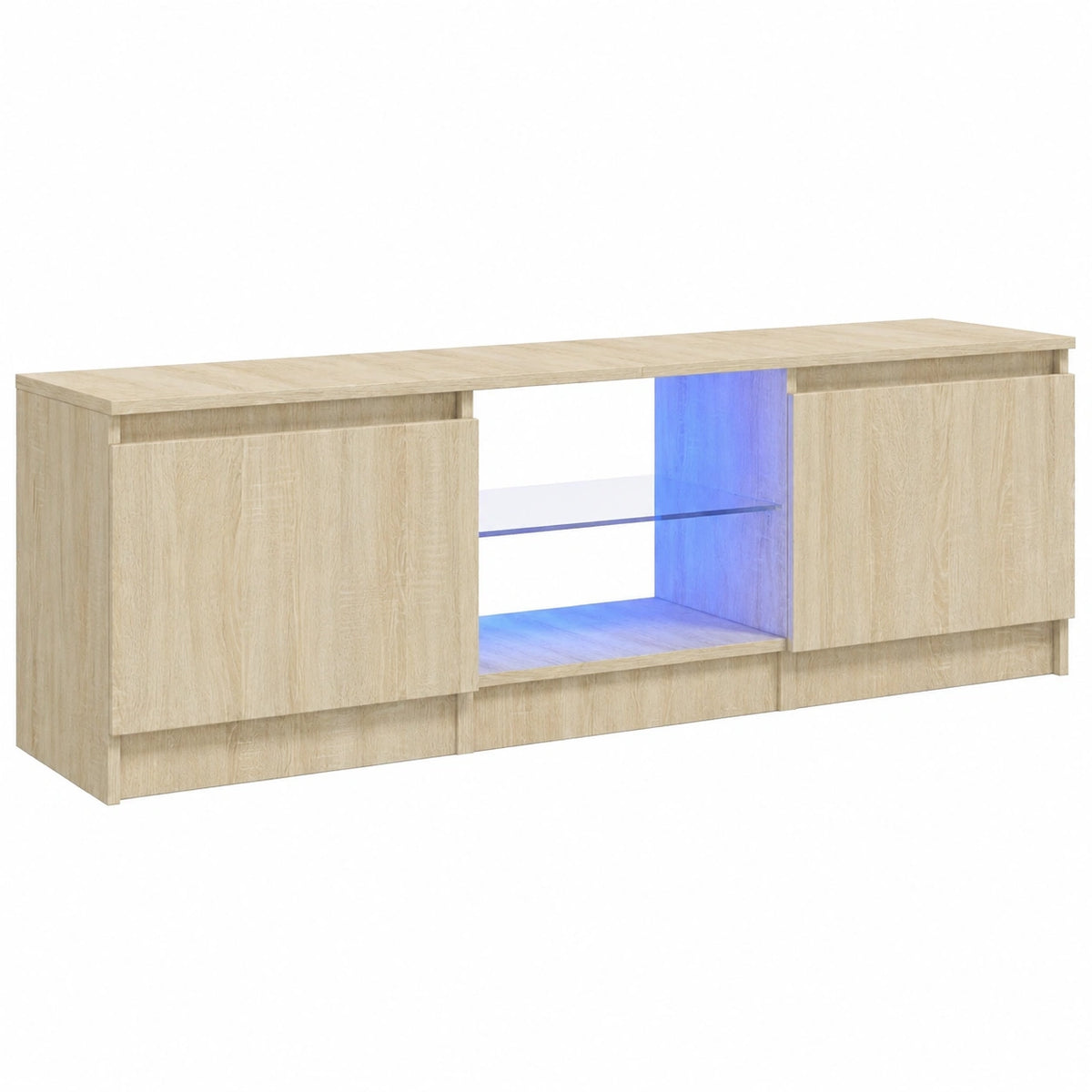 Mueble de TV con Luces LED y Estante de Roble Sonoma para Sala o Dormitorio