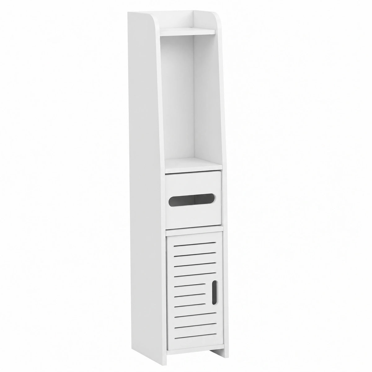 Mueble de Baño Blanco con Estantes y Soporte para Papel Higiénico