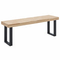 Banco de Roble Macizo para Comedor - Estilo Industrial, Patas de Metal en U, 120x47x34 cm