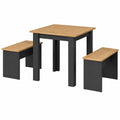 Conjunto Mesa Comedor 80x80 cm Antracita/Roble con Bancos, Compacto y Versátil