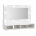 Armario de Baño Blanco Brillante con Espejo y Luz LED