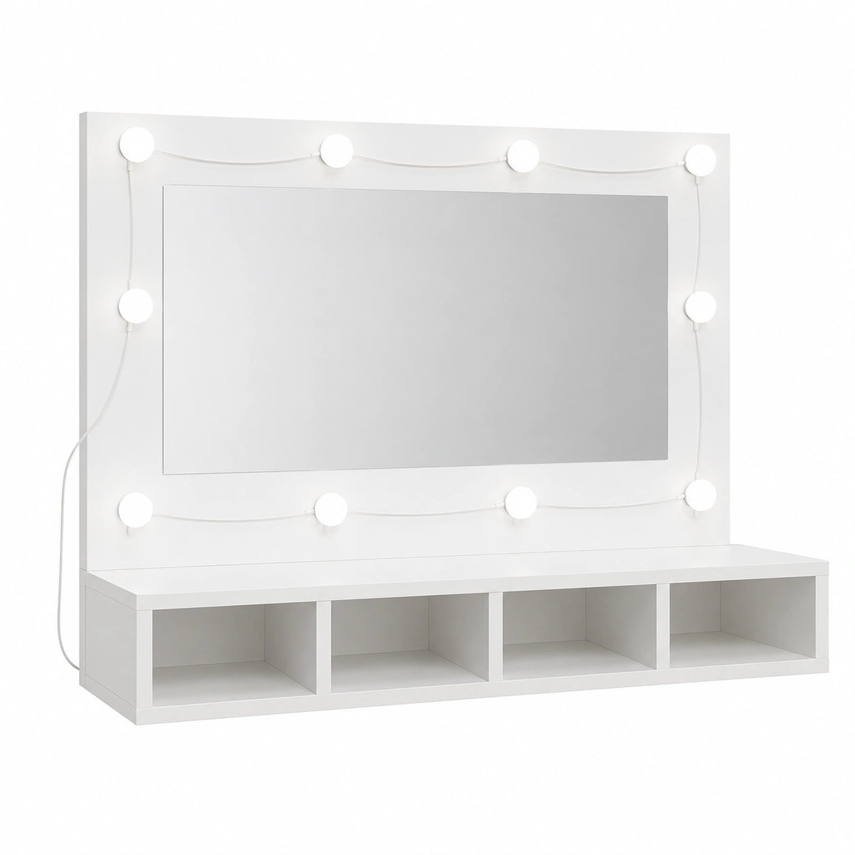 Armario de Baño Blanco Brillante con Espejo y Luz LED