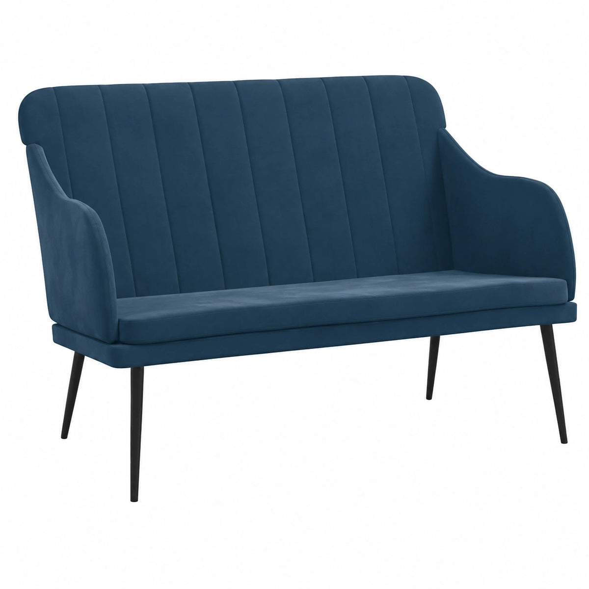 Banco de Terciopelo Azul para Salón y Comedor 110x76x80 cm