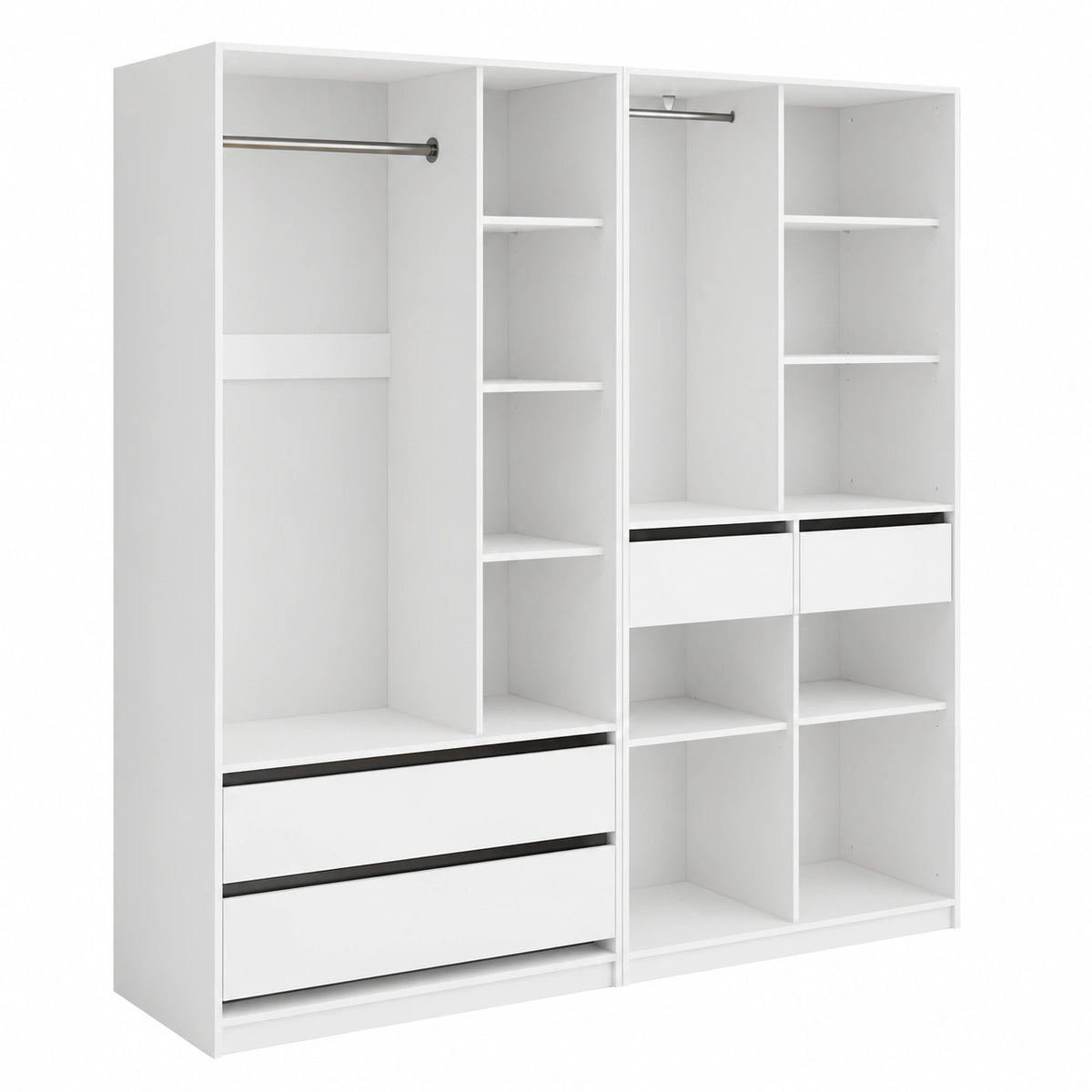 Armario Modular Vicco Elmo Blanco 200 x 200 cm, Conjunto de 2, Almacenamiento Versátil para Ropa