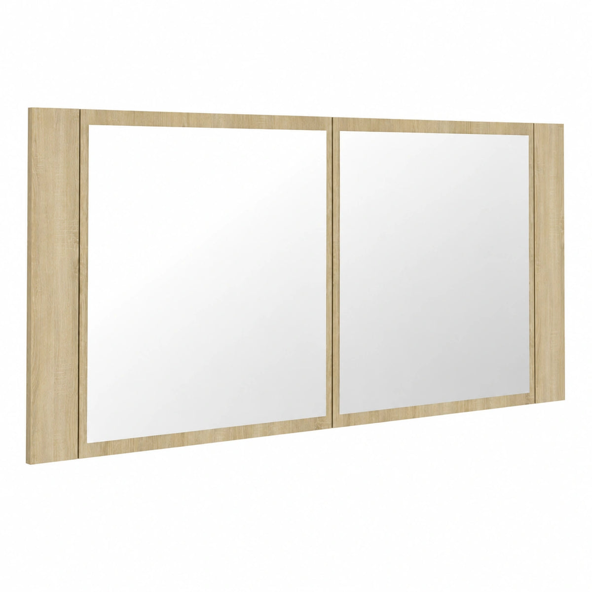 Armario de Baño con Espejo y Luz LED de Roble 100x12x45 cm