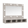 Armario con Espejo LED para Baño, Tocador y Almacenaje, Gris Sonoma