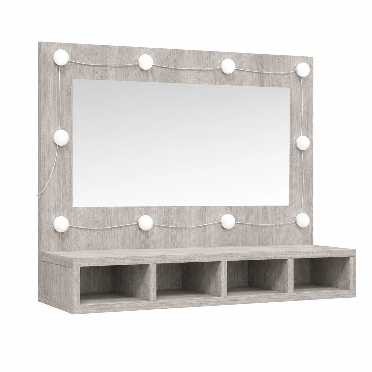 Armario con Espejo LED para Baño, Tocador y Almacenaje, Gris Sonoma