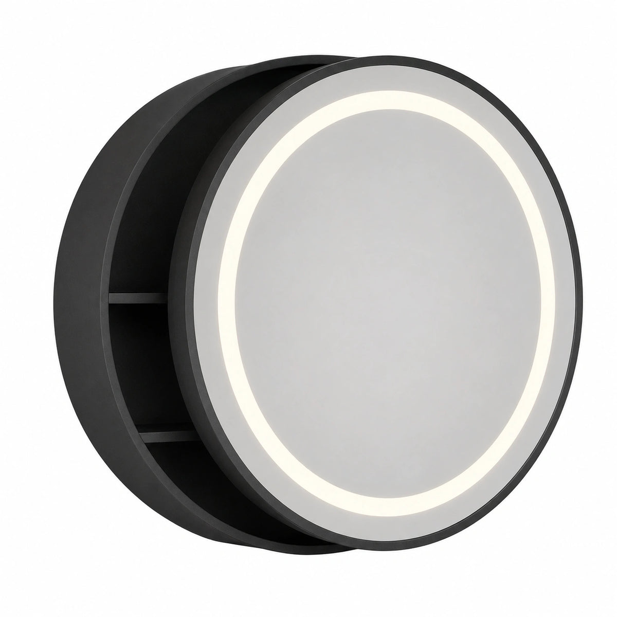 Armario de Baño Negro con Espejo y LED, 50x50 cm, 5 Compartimentos