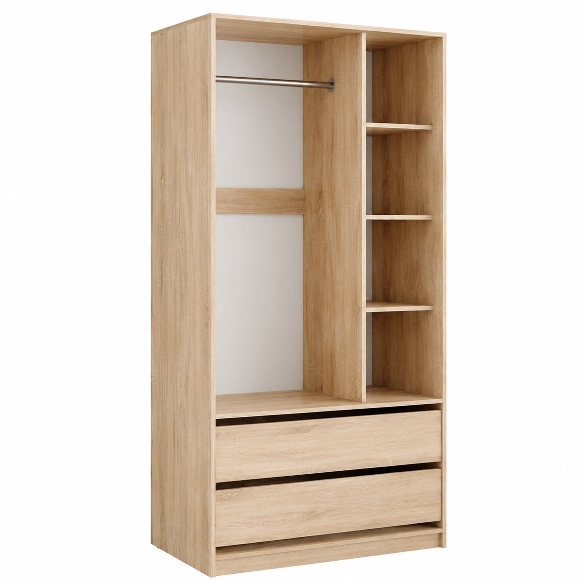 Armario Vicco Elmo Sonoma 100x200 cm con 2 Cajones para Ropa
