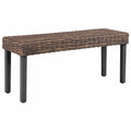 Banco de Entrada de Ratán Kubu Gris y Madera Maciza de Caoba, 110 cm
