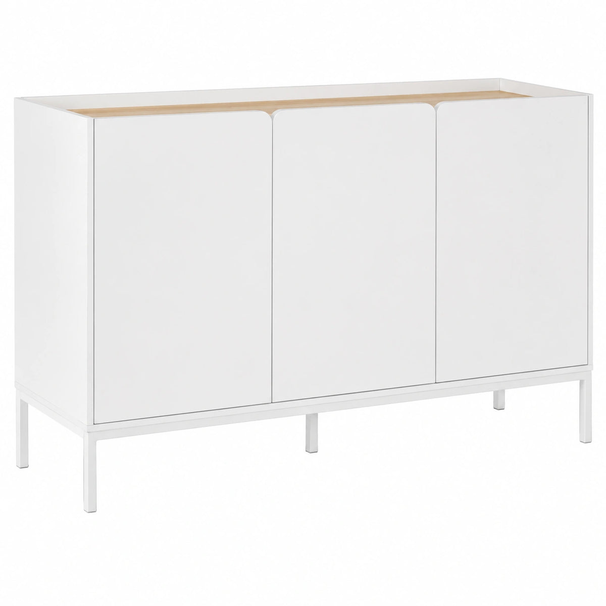 Aparador Moderno Blanco de 3 Puertas, 140x40x80 cm