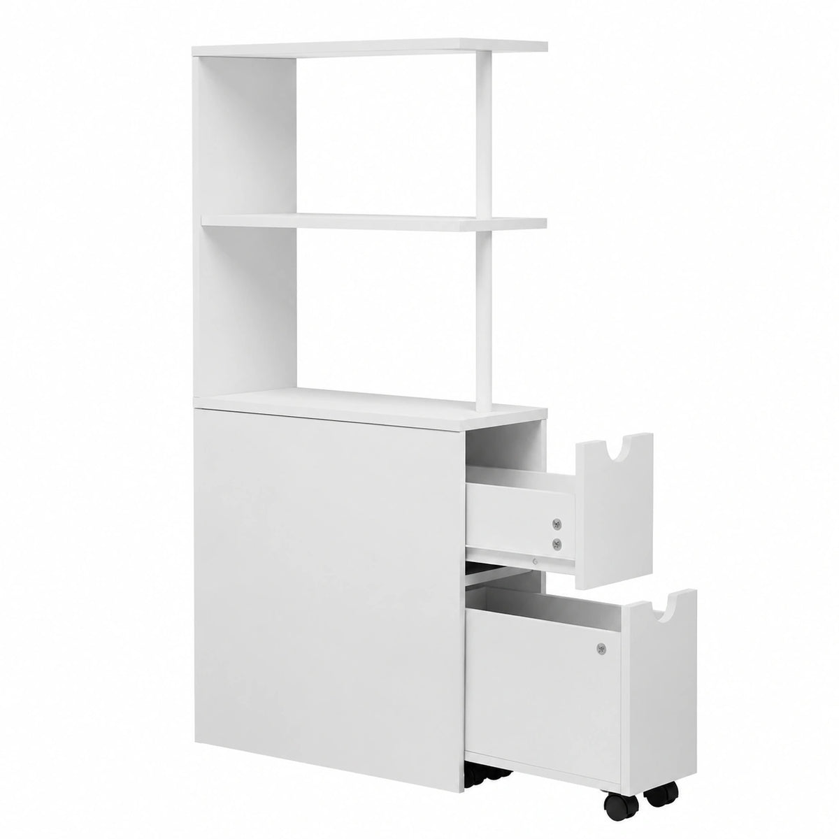 Armario Estrecho para Baño y Hogar, Blanco, con Cajones y Estantes, Tamaño 19x45x113 cm