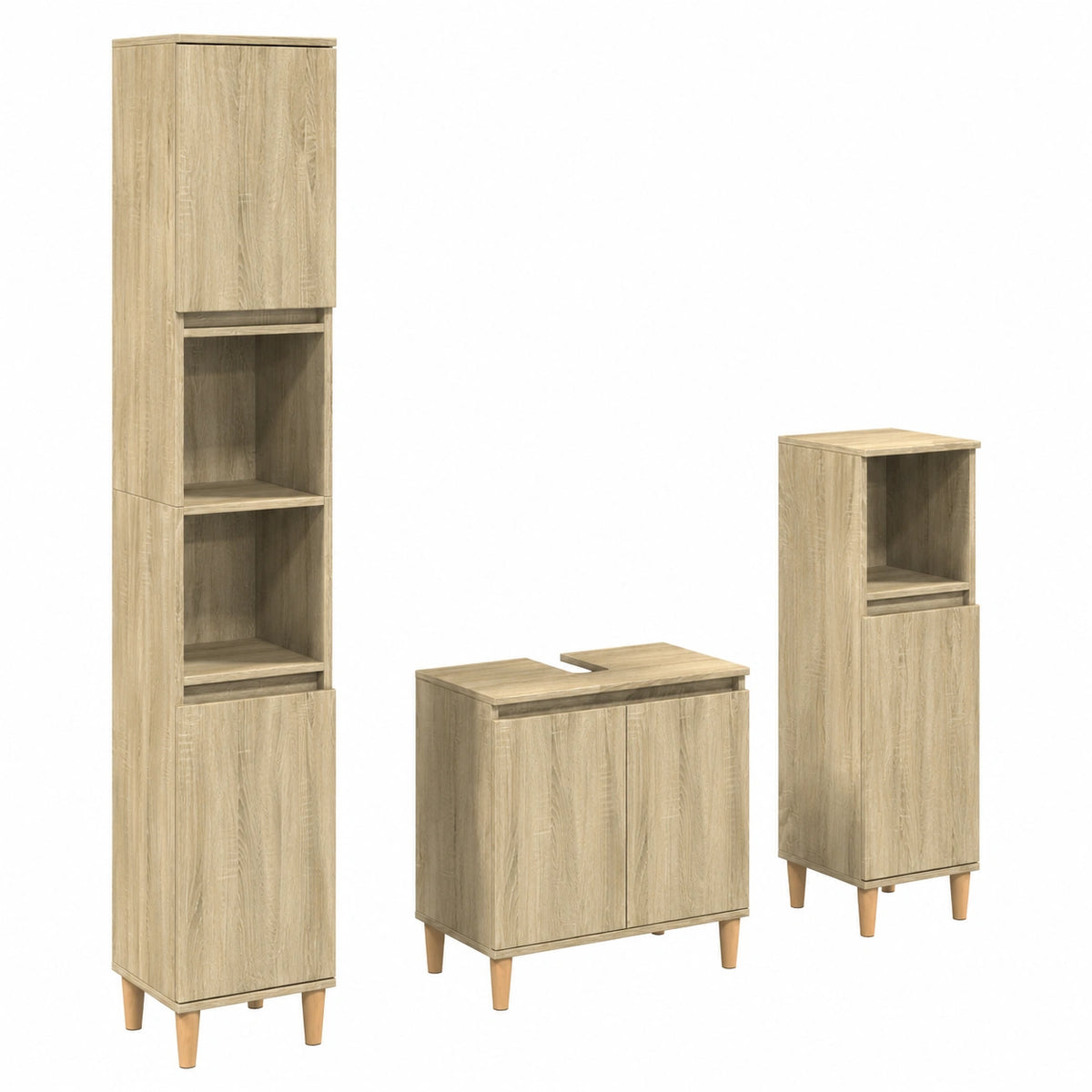 Conjunto de Muebles de Baño 3 Piezas Roble Sonoma