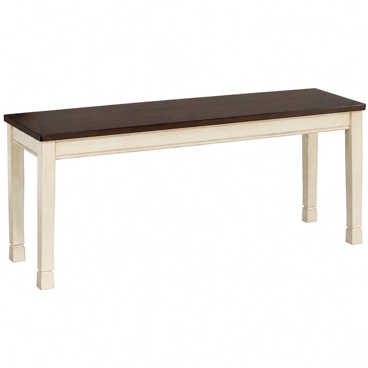 Banco de Comedor Grande Rectangular Whitesburg de Ashley, Estilo Vintage en Blanco y Marrón