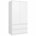Armario Dormitorio Blanco con 2 Cajones, 180x90x50cm