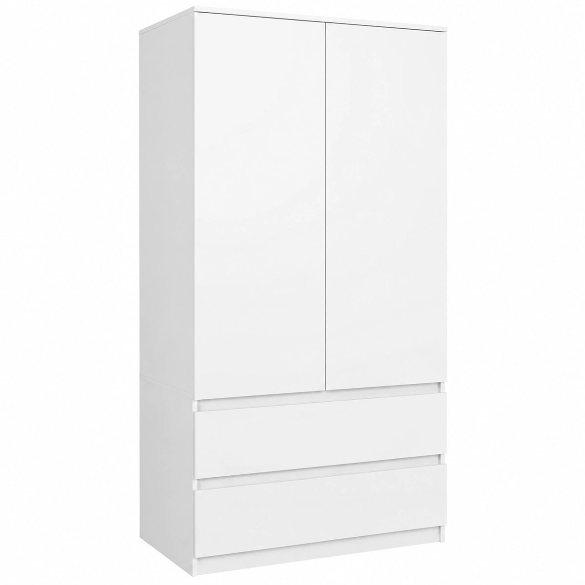 Armario Dormitorio Blanco con 2 Cajones, 180x90x50cm
