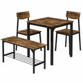 Mesa de Comedor Fyrk de Vicco, Negro y Roble, 70x70 cm, Juego de 4 Piezas para Interior y Exterior