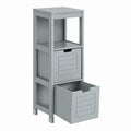 SoBuy Armario de Baño Compacto con 2 Cestas de Madera, Gris, Ideal para Espacios Reducidos, 30x89x30 cm, FRG127-SG