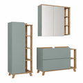 Juego de Muebles de Baño Vicco Karen, Sonoma/Azul, 100 cm, Incluye Mueble Lavabo, Armario con Espejo y Armario Mediano