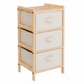 Gabinete de baño Vicco Bruno Beige con Tres Cajones de Tela, 34.5 x 67 cm, Ideal para Almacenamiento