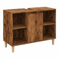 Armario de baño de madera reciclada 80x33x60 cm con acabado envejecido