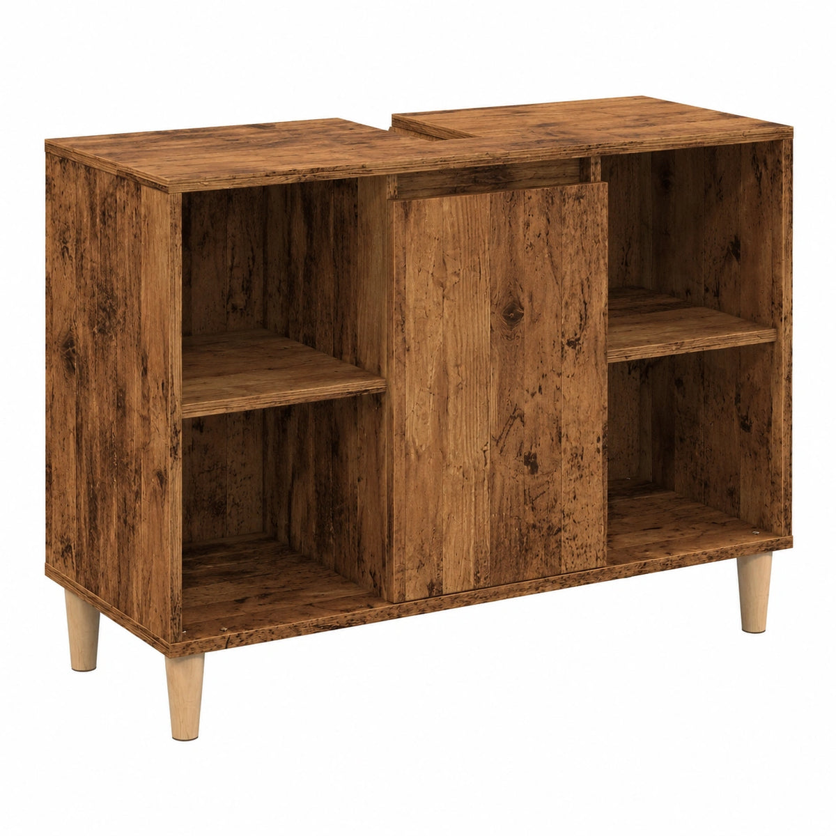Armario de baño de madera reciclada 80x33x60 cm con acabado envejecido