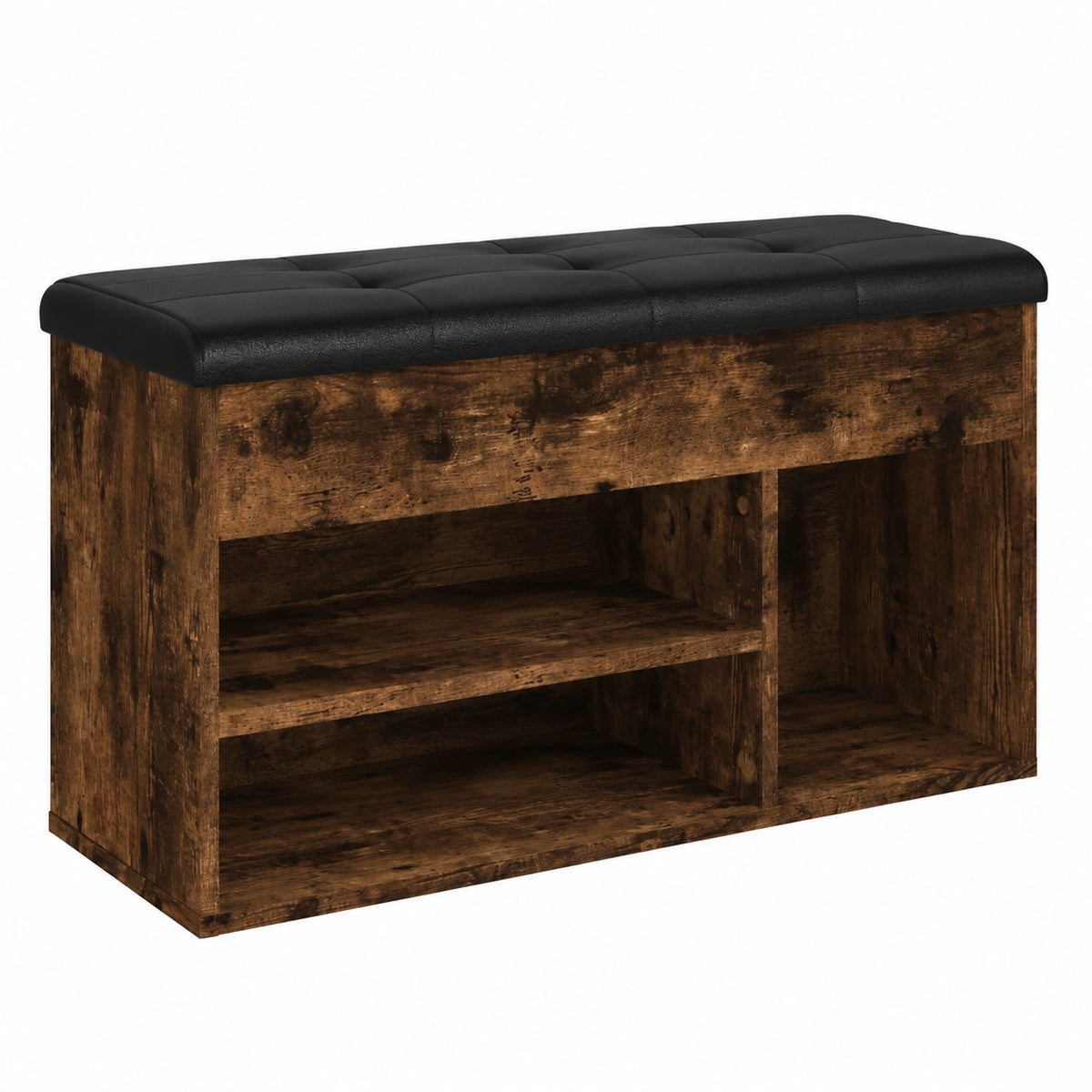 Banco zapatero de madera multicapa roble ahumado para jardín 82x32x45,5 cm