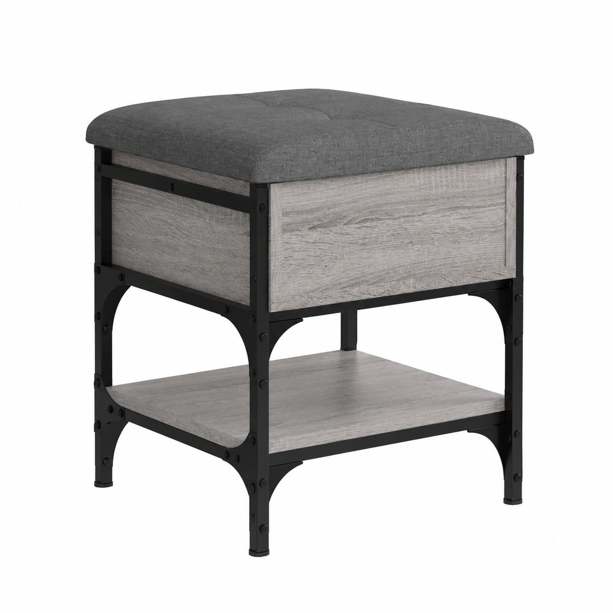 Banco zapatero de madera gris para jardín y balcón, 42x42x45 cm