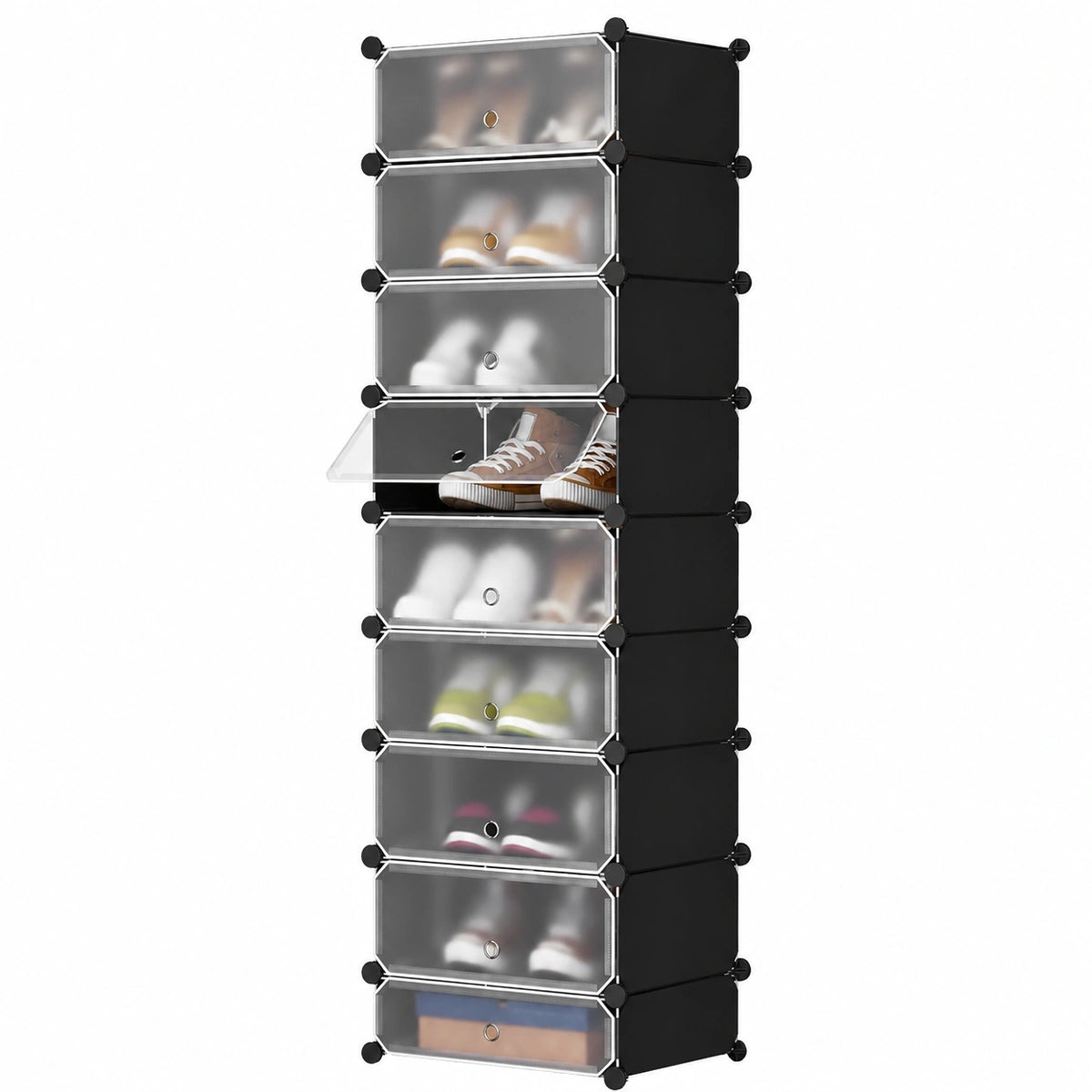 Estantería Modular para Zapatos con 10 Niveles, 47x35x170cm, Negro
