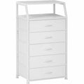 Cómoda Alta con 5 Cajones de Tela y Encimera de Madera para Dormitorio y Sala de Estar